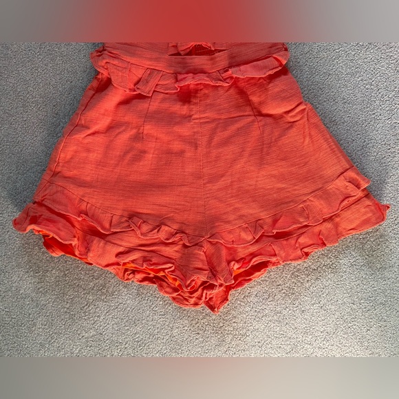 NWT Bright Orange Ruffle Romper, Size XS - Picture 6 of 10
